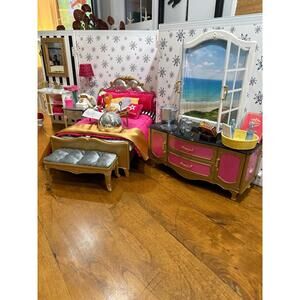 American girl doll Grand Hotel with Bedroom Bathroom Vanity Desk + Accessories
